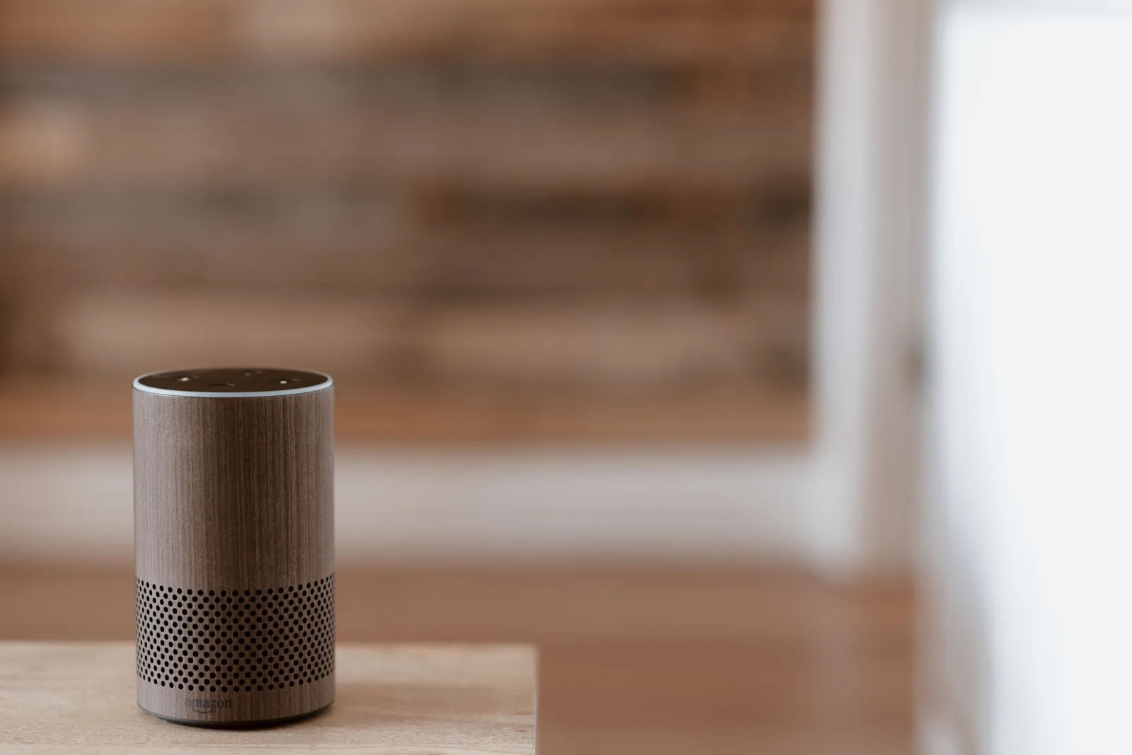 Smart speaker placed on a modern table
