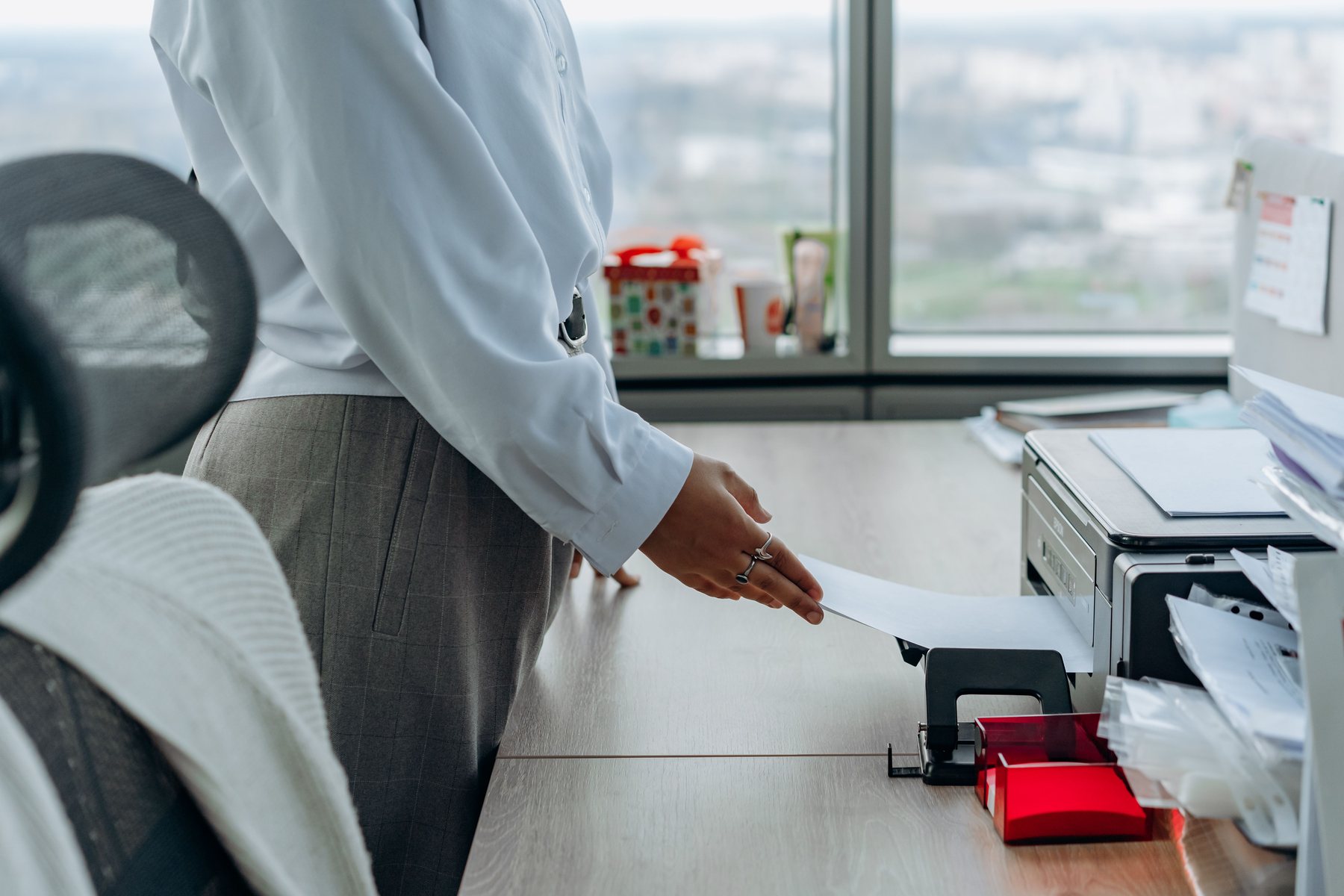 Office employee using a printer